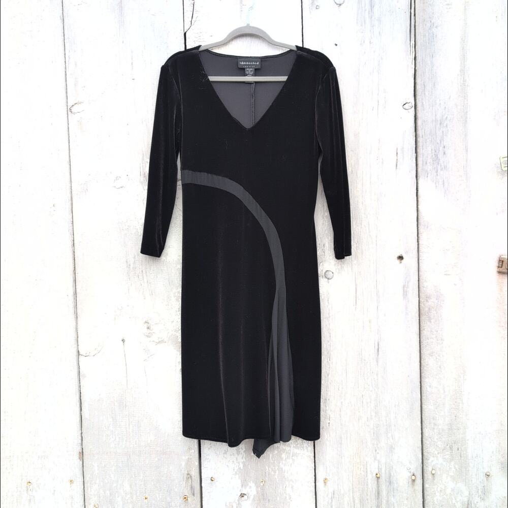 Vintage Y2K Connected Apparel Black Velvet Vampy Soft Goth Swish Dress Women's10
